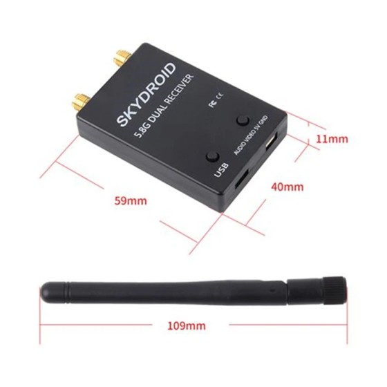 HOT Skydroid 5.8Ghz 150CH UVC OTG Smartphone Dual Antenna FPV Receiver for Android Tablet PC RC